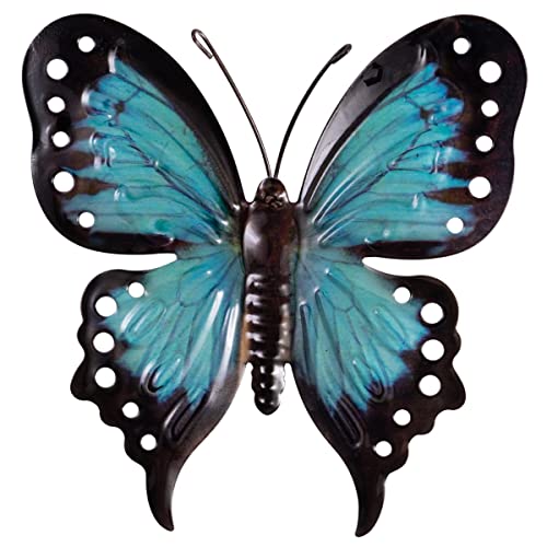 CIM Metall Wand-Deko - Schmetterling Blue Morpho 22cm - tierische 3D Wandbilder - Wandschmuck inkl. praktischer Wandbefestigung - Lebhafte Wandskulptur von CIM