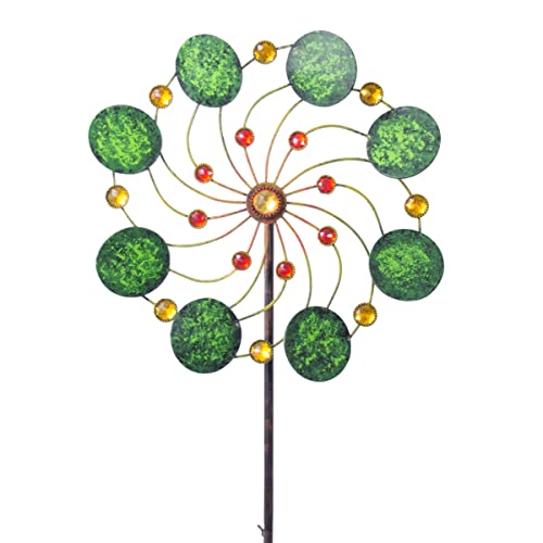 CIM Metall Windrad - Exotic Flower Samoa - Ø34cm - Gesamthöhe: 122cm - inkl. 3-teiligem Standstab - leichtgängig drehend von CIM