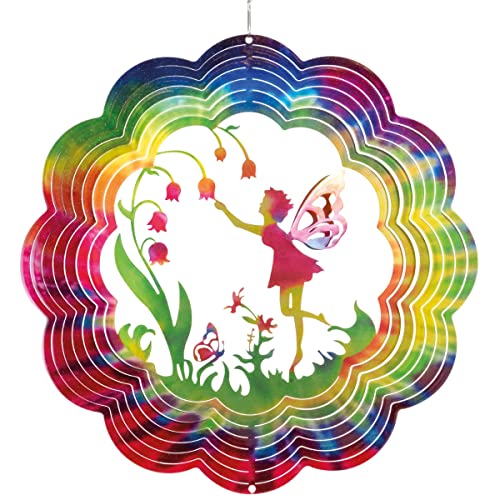 CIM Metall Windspiel - Rainbow Flower Fairy - 300mm - leichtdrehendes Windmobile mit brillianten Farben- inklusive Aufhängung – attraktive Raum- Fenster und Garten-Dekoration von CIM