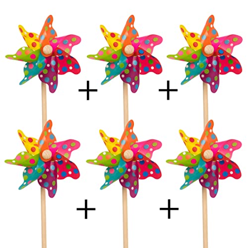 CIM Windspiel - Moulin 14 [6er Bundle] - Colourdots - Windrad: Ø14cm, Standhöhe: 32cm - attraktive Gartendeko von CIM