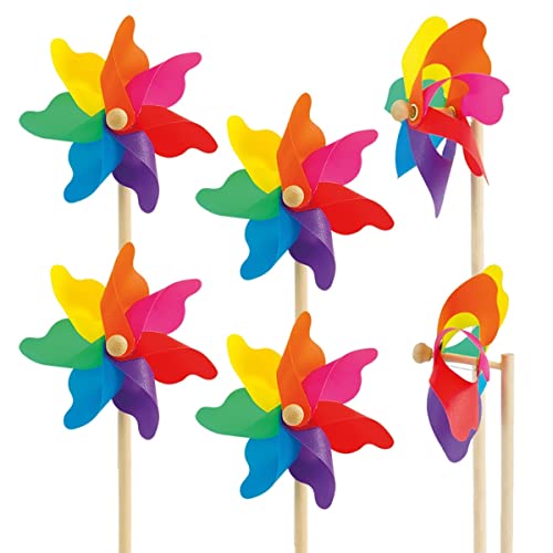 CIM Windspiel - Moulin 14 [6er Bundle] - Rainbow - Windrad: Ø14cm, Standhöhe: 32cm - attraktive Gartendeko von CIM