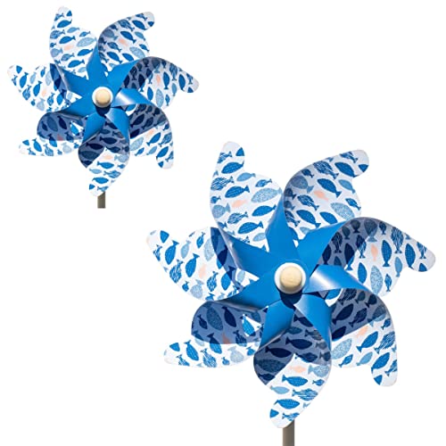 CIM Windspiel - Moulin 31-2er Set Blue Fishes - UV-beständig und wetterfest - Windrad: Ø31cm, Standhöhe: 75cm - fertig aufgebaut inkl. Standstab CIM Windspiel - Moulin 31-2er Set Blue Fishes - UV-beständig und wetterfest - Windrad: Ø31cm, Standhöhe: 75cm - fertig aufgebaut inkl. Standstab von CIM