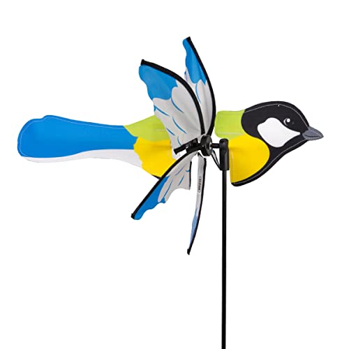 CIM Windspiel - Petite 2in1 KOHLMEISE - Ø28x43x85cm - Windmühle mit Standstab oder Mobile mit Hängeset von CIM