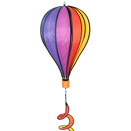 CIM Windspiel - Satorn Balloon 28 Rainbow Twist - wetterbeständig - Ballon:Ø28cm x 48cm, Korb: 4.5cm x 4cm - inklusive Aufhängung - Geschenkidee von CIM