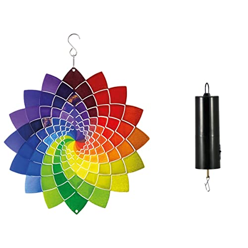 CIM Windspiel mit Batteriemotor - Rainbow Star - Windspiel Ø25cm - leichtdrehendes Windmobile mit brillianten Farben - inklusive Aufhängung - attraktive Raum- und Garten-Dekoration von CIM