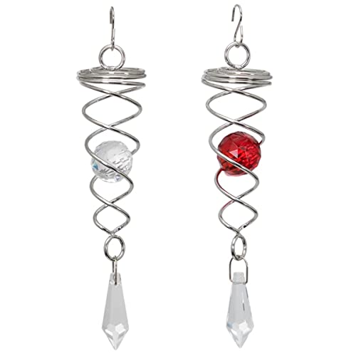 CIM Windspirale - Little Crystal Twister [2er-Set] klar/rot - Windspiel-Abmessung: 3x16cm - Inklusive 2 Glasobjekte mit Facettschliff - inkl. Haken und Nylonschnur von CIM