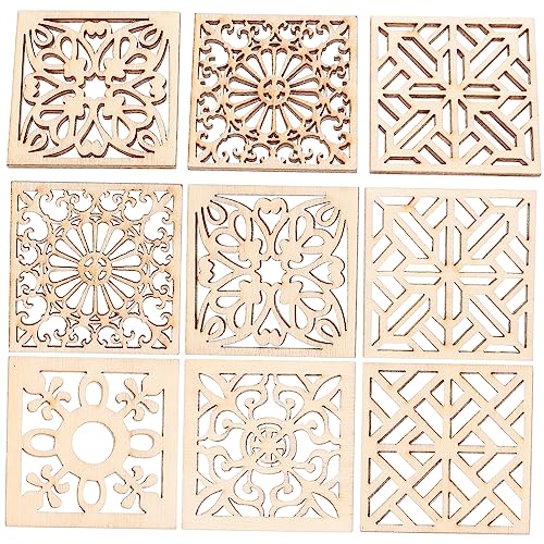 20 Stück Quadratische Holzsplitter Hohl Floral Bastelornament Holzstücke Zum Basteln Blumenausschnitte Holzornamente Dekoration Mit Hanfseil 20 Stück Quadratische Holzsplitter Hohl Floral Bastelornament Holzstücke Zum Basteln Blumenausschnitte Holzornamente Dekoration Mit Hanfseil von CIMAXIC
