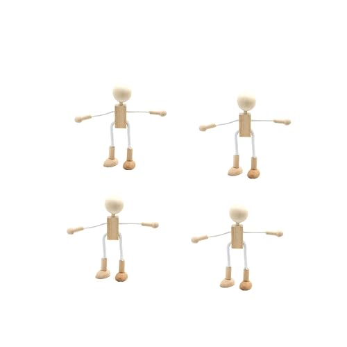 4 Stück Unfertige Holzroboter Diy-steckpuppe Formbar Malen Basteln Schreibtisch-ornament Lernspielzeug Für Kinder von CIMAXIC