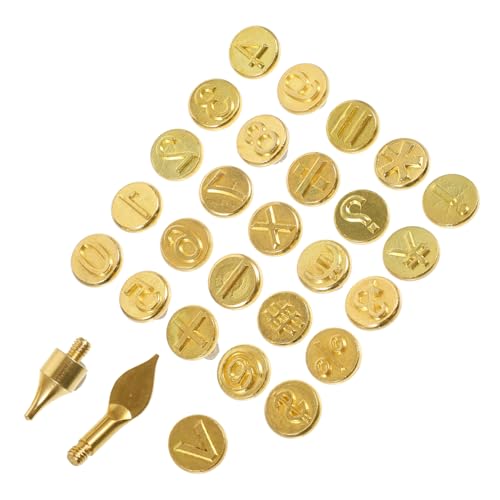 CIMAXIC 1 Satz Pyrographie-Werkzeugsatz Fackelpaste Lötstift Stift erhitzen Löten brandmalkolben set Holzbrandwerkzeug tragbare Brennnummer DIY Brandmalerei Zahlen schnitzen Metall Golden von CIMAXIC