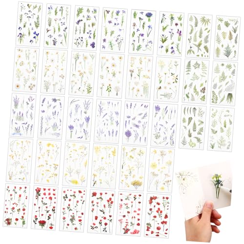 Blumenaufkleber Satz für Scrapbooking Ästhetische Vintage Aufkleber für Notizbücher Transparente Pflanzenaufkleber Vielseitige Dekoration für Spiegel und Mehr von CIMAXIC