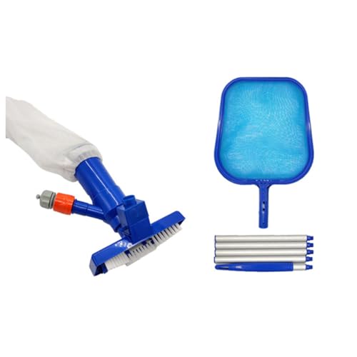 CIMAXIC 1Satz Schwimmbad Reinigungsset mit Vakuum Jet Kopf und Flachem Netz für Effiziente Entfernung von Blättern und Schmutz Pools und Teichen Blau von CIMAXIC