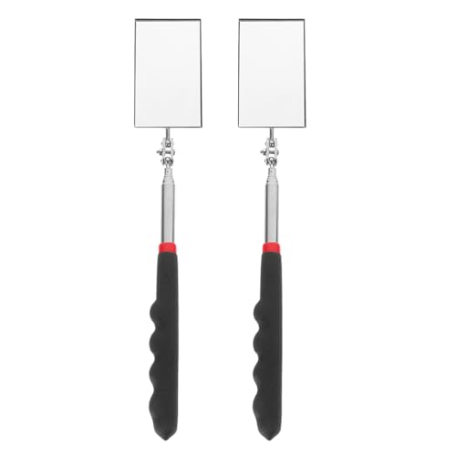 CIMAXIC 2-teiliger Teleskop-Inspektionsspiegel, ausziehbar, flexibel, rechteckig, Verlängerung, verstellbar, einziehbar, Spiegel, Mechaniker-Inspektionswerkzeug mit langem Griff von CIMAXIC
