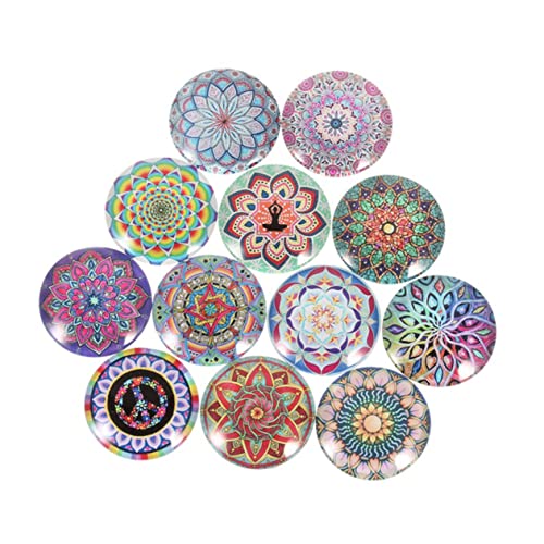 CIMAXIC 20 Stücke 18 Mm DIY Rund Lotusmuster Glas-Patch Schmuck-Patches Edelstein-glasaufkleber Zum Basteln von CIMAXIC