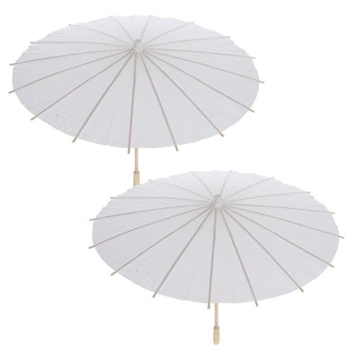 CIMAXIC 2stücke Papierschirme Für Hochzeiten Papiersonnenschirm Weißer Schirm Sonnenschirm DIY Hochzeitsschirme Ölpapier Papierschirme Kindermalerei Regenschirm von CIMAXIC