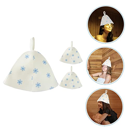 CIMAXIC 3 Stück Faltbare Sauna Haube Filz Atmungsaktive Duschhaube für Frauen Hitzeschutz im Sauna für Zuhause und Camping von CIMAXIC