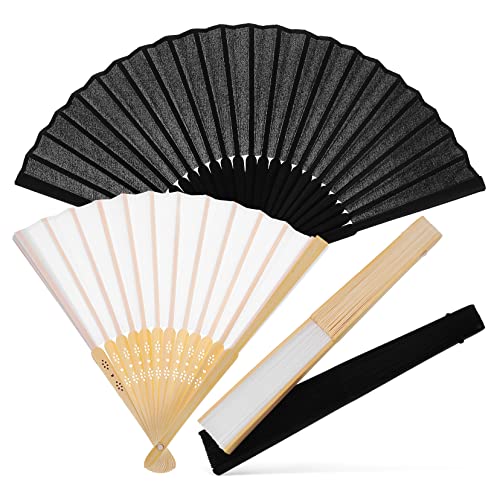 CIMAXIC 4 Stück Faltungslüfterstil faltbar Handheld-Fans manueller kleiner tragbare Ventilatoren Faltlüfter Gefalteter Handfächer aus Handgebläse hölzern von CIMAXIC