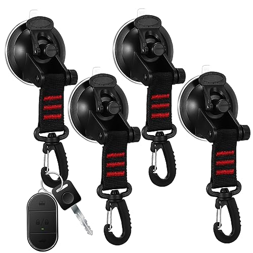 CIMAXIC 4 Stück Saugnapf Haken mit Haltekraft Rotierende Multifunktions Haken für Auto Camping Boot und Haushaltsbedarf Einfach zu Verwenden für Glatte Oberflächen Geeignet von CIMAXIC