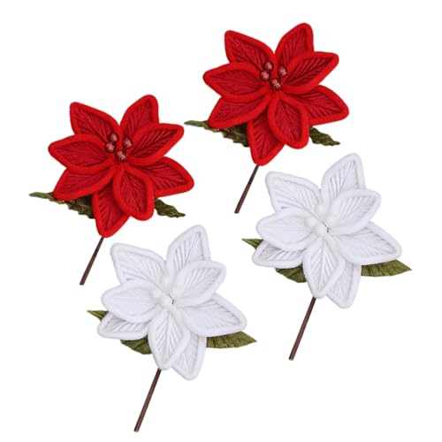 CIMAXIC 4 Stück künstliche Weihnachtsblumen aus Samt: Doppellagiger Weihnachtsstern-Baumschmuck – Künstlicher Weihnachtsstern für Feiertage, drinnen und draußen, Weihnachtsschmuck CIMAXIC 4 Stück künstliche Weihnachtsblumen aus Samt: Doppellagiger Weihnachtsstern-Baumschmuck – Künstlicher Weihnachtsstern für Feiertage, drinnen und draußen, Weihnachtsschmuck von CIMAXIC