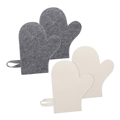 CIMAXIC 4Stücke Sauna Fäustlinge Filz Hitzebeständige Badhandschuhe für Sauna Körperpeeling Absorbierend für Spa Anwendungen von CIMAXIC