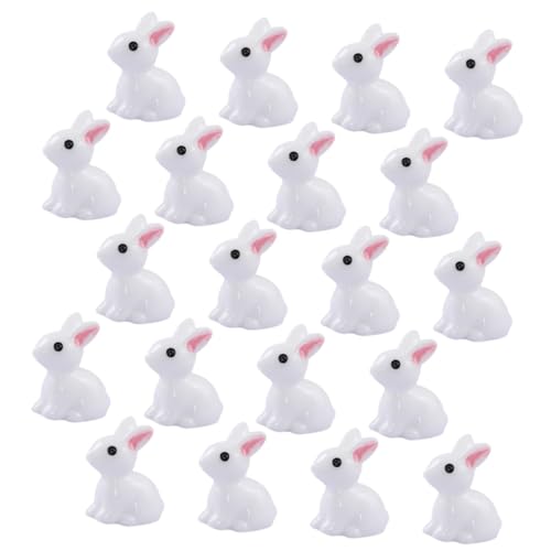 CIMAXIC 50 Stück Kleines Weißes Kaninchen Mit Kleinen Ohren Osterhasenfiguren Feengarten Osterdeko Osterhasen-Ornamente Hasen-landschaftsornament Wohnkultur Harz Weißer Hase Modellieren von CIMAXIC