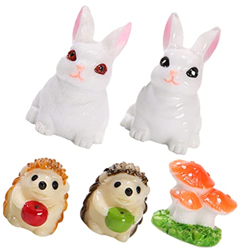 CIMAXIC 5st Mikro-landschaftskaninchen Feengarten Tier Mini-Igel-Figuren Osterfiguren Mini Feen Gärten Märchengarten Miniaturen Osterpilzfigur Miniatur-kaninchenfigur Ornamente Hase Harz von CIMAXIC