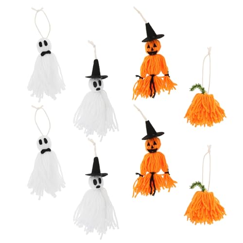 CIMAXIC 8-teiliges Halloween-Geisterdekor: Hängende Halloween-Geister- und Kürbis-Dekorationen – Ornamente für die Partydekoration im Innenbereich, Spukhäuser und überdachte Außenbereiche von CIMAXIC