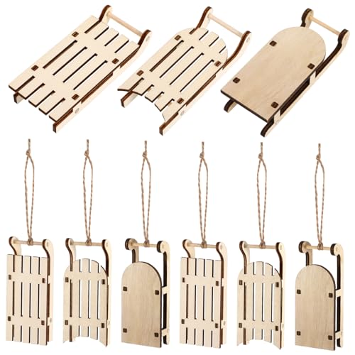 CIMAXIC Miniatur Unfinished Holz Schlitten 9 Stücke Schlitten Handwerk Weihnachten Schlitten Charms Desktop Schlitten Schmuck CIMAXIC Miniatur Unfinished Holz Schlitten 9 Stücke Schlitten Handwerk Weihnachten Schlitten Charms Desktop Schlitten Schmuck von CIMAXIC