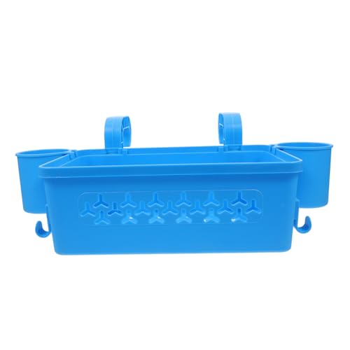 CIMAXIC Abnehmbarer Pool Aufbewahrungskorb mit Haken Vielseitiger Outdoor Organizer für Handtücher und Zubehör Praktischer Poolrand Lagerkorb Blau mit Getränkehalter Robust und von CIMAXIC