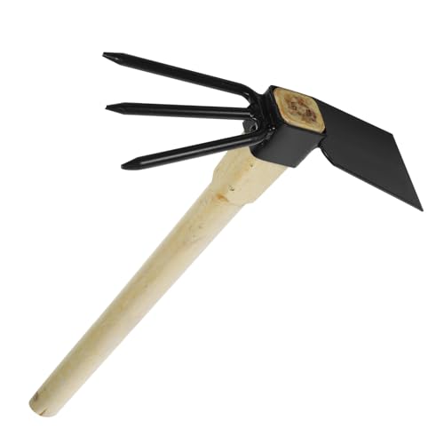 CIMAXIC Gartengeräte Klein Hacke Und Grubber Hacken Für Die Gartenarbeit Gadget Werkzeug Handrechen Outdoor-gartenhacke Hacke Für Die Blumenzucht Gartenhackgerät Doppelköpfige Hacke Holz von CIMAXIC