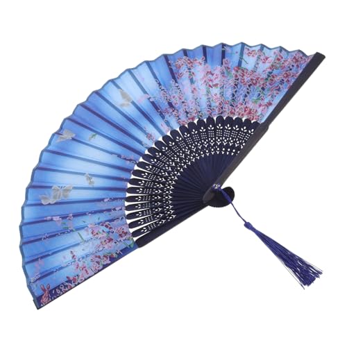 CIMAXIC Handfächer Chinesischer Stil Faltbarer Handfächer mit Quaste Kreativer Hochzeitstanz Fächer Foto Requisiten Eleganter Vintage Faltfächer für Party Dekoration von CIMAXIC