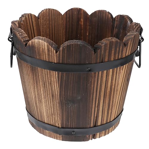 CIMAXIC Pflanztöpfe Aus Karbonisiertem Massivholz Blumentopf Für Sukkulenten Schreibtischdekoration Mit Wasserspeicherung Funktion von CIMAXIC