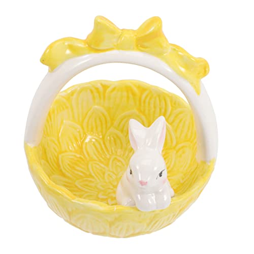 CIMAXIC Osterkorb Hasenfigur Aus Porzellan Geschenkkörbe Zu Ostern Kaninchen Bonbonschale Desktop-hase-Ornament Ostern-süßigkeiten-Eimer Müslischalen Salat Schale Keramik Partybedarf von CIMAXIC