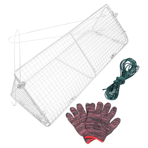 CIMAXIC Sandsieb aus Edelstahl, faltbares Bodensieb, Sand-Krabbenfänger, Schatzgräber-Sieb, Faltbare Krabbennetze für Hummer, Garnelen, Karpfen, Krebse, mit Seil und Handschuhen von CIMAXIC
