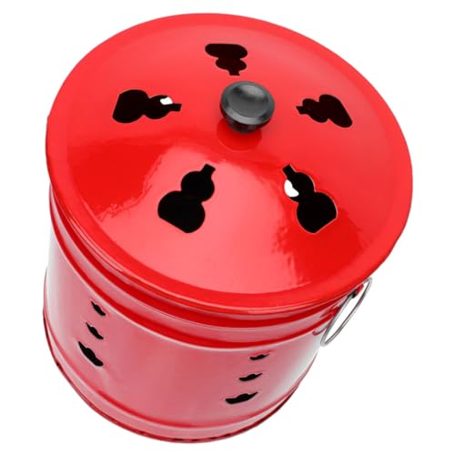CIMAXIC Verbrennungsbehälter Für Gartenabfälle Robuster Verbrennungsofen Für Trümmer Feuerstelle Und Anbetung Roter Emaille Look Zufällige Muster von CIMAXIC