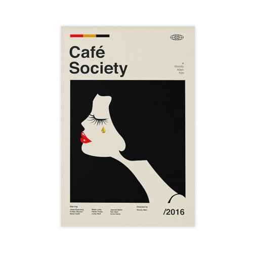 Cafe Society 2016 Vintage Minimalistisches Filmposter – Woody Allen – Midcentury Wandkunstdruck, Leinwand-Poster, Wandkunst, Dekordruck, Bild, Gemälde für Wohnzimmer, Schlafzimmer, Dekoration, von CINASA