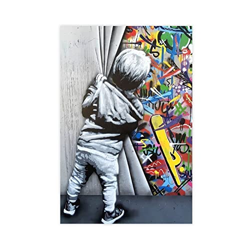 Graffiti Kid Banksy-Stil Leinwand Poster Wandkunst Dekor Druck Bild Gemälde für Wohnzimmer Schlafzimmer Dekoration ungerahmt 30 x 45 cm von CINASA