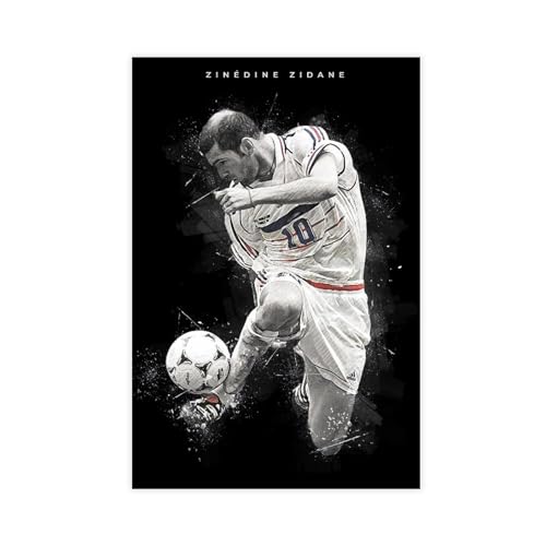 Leinwand-Poster mit Fußballspielerin Zinedine Zidane, Schlafzimmer, Dekoration, Sport, Landschaft, Büro, Raumdekoration, Geschenk, ungerahmt, 40 x 60 cm von CINASA