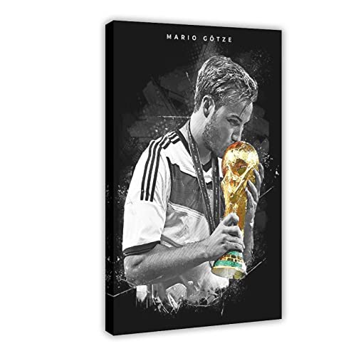 Leinwandposter mit Fußballspieler Mario Gotze für Schlafzimmer, Dekoration, Sport, Landschaft, Büro, Raumdekoration, Geschenk, Rahmen-Stil, 40 x 60 cm von CINASA