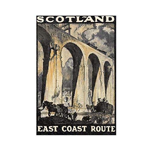 Schottland Vintage Eisenbahn Poster Leinwand Poster Wandkunst Dekor Druck Bild Gemälde für Wohnzimmer Schlafzimmer Dekoration ungerahmt 30 x 45 cm von CINASA