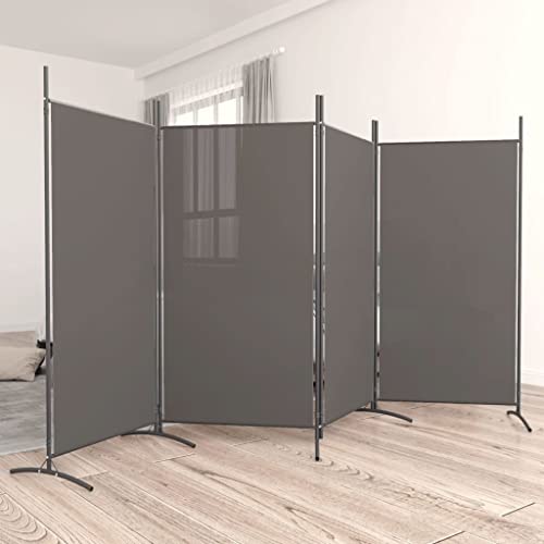4-TLG. Paravent Anthrazit 346x180 cm Stoff, Paravants & Raumteiler von CINDERFUL