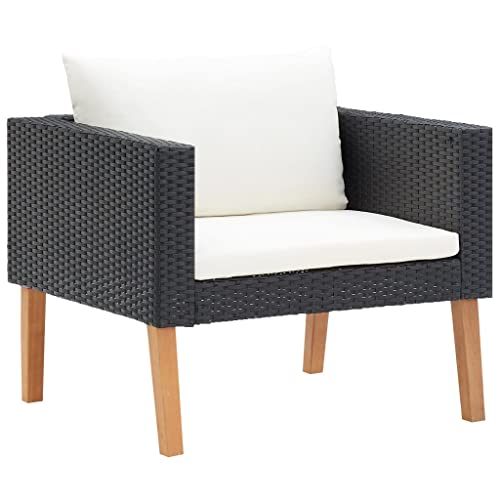 CINDERFUL 1-Sitzer-Gartensofa mit Auflagen Poly Rattan Schwarz,Individuelles LoungeSofa aus PERattan für entspannte Stunden im Garten Terrassen Sitzmöbel von CINDERFUL