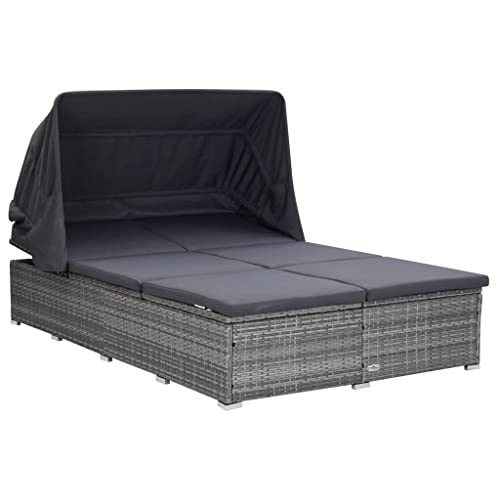 CINDERFUL 2-Personen-Sonnenliege mit Auflage Poly Rattan Grau Gartenmöbel CINDERFUL 2-Personen-Sonnenliege mit Auflage Poly Rattan Grau Gartenmöbel von CINDERFUL