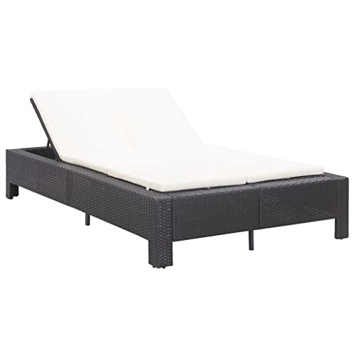 CINDERFUL 2-Personen-Sonnenliege mit Auflage Schwarz Poly Rattan Gartenmöbel von CINDERFUL