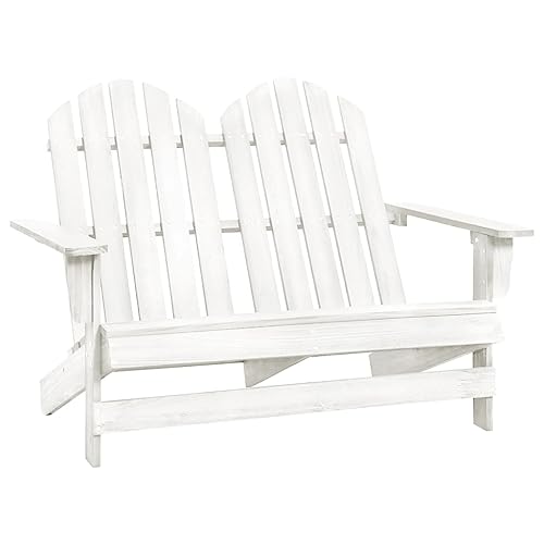 CINDERFUL 2-Sitzer Adirondack-Gartenbank Massivholz Tanne Weiß Gartenmöbel Gartenstühle von CINDERFUL