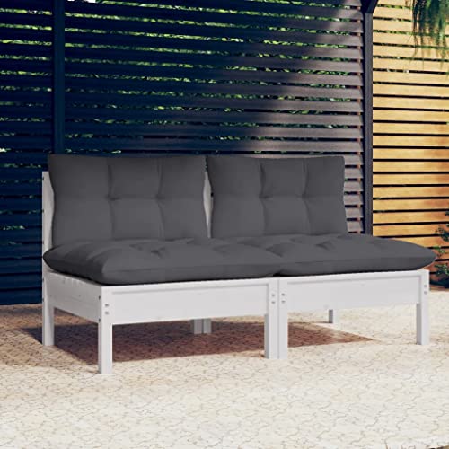 CINDERFUL 2-Sitzer-Gartensofa mit Anthrazit Kissen Massivholz Kiefer,Gemütliches 2SitzerGartensofa aus massivem Kiefernholz für Entspannung und Geselligkeit Terrassen Sitzmöbel von CINDERFUL