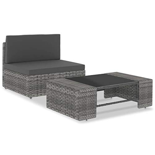 CINDERFUL 2-TLG. Garten-Lounge-Set Poly Rattan Grau,Polyrattan LoungeSet in Grau und Anthrazit Modernes OutdoorSofa für Ihren Garten Gartensitzmöbel von CINDERFUL