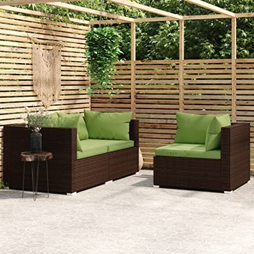 CINDERFUL 3-TLG. Garten-Lounge-Set mit Kissen Braun Poly Rattan,GartenLoungeSet: Modulares Terrassensofa aus PERattan für Entspannung und Komfort Gartensitzmöbel von CINDERFUL