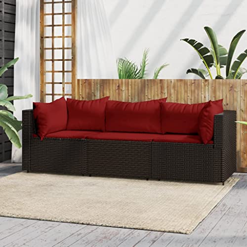 CINDERFUL 3-TLG. Garten-Lounge-Set mit Kissen Braun Poly Rattan,Stylisches GartenloungeSet aus PERattan mit höchstem Sitzkomfort und flexiblem Design Terrassen Sitzmöbel von CINDERFUL