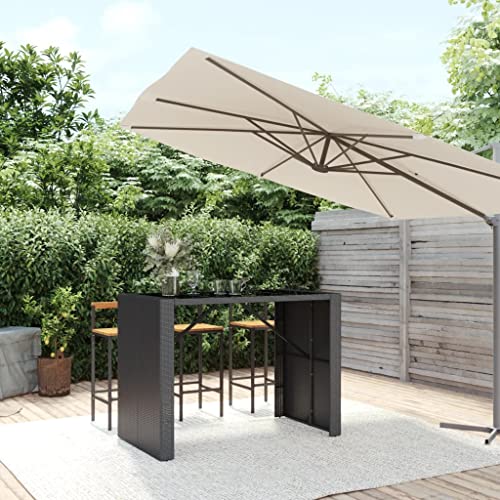 CINDERFUL Bartisch mit Glasplatte Schwarz 145x80x110 cm Poly Rattan Gartenmöbel CINDERFUL Bartisch mit Glasplatte Schwarz 145x80x110 cm Poly Rattan Gartenmöbel von CINDERFUL