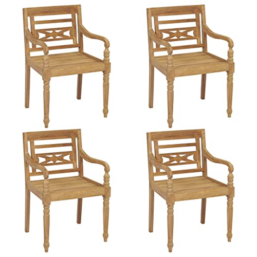 CINDERFUL Batavia-Stühle 4 STK. Massivholz Teak Gartenmöbel Gartenstühle von CINDERFUL
